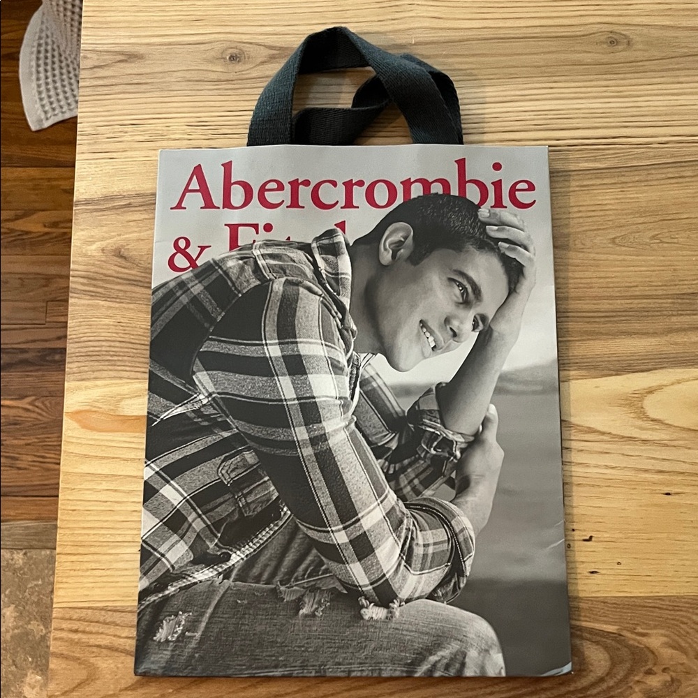 Vintage Abercrombie & Fitch Black and Gray paper shopping bag